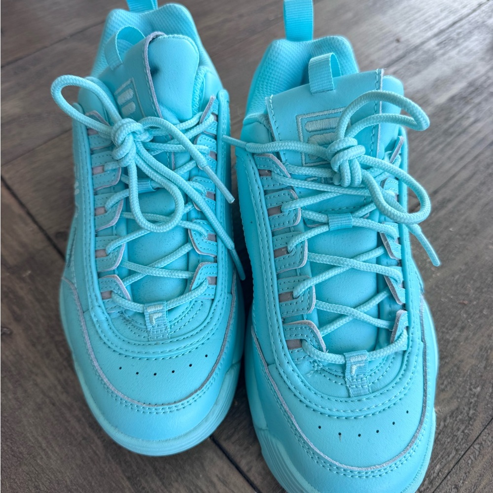 FILA Disruptor II Chunky Sneakers in Aqua Blue - Picture 2 of 8